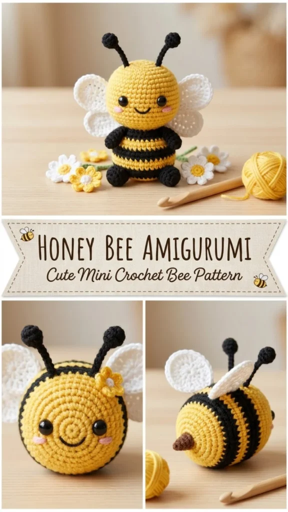 Cute amigurumi honey bee pattern for crafting enthusiasts