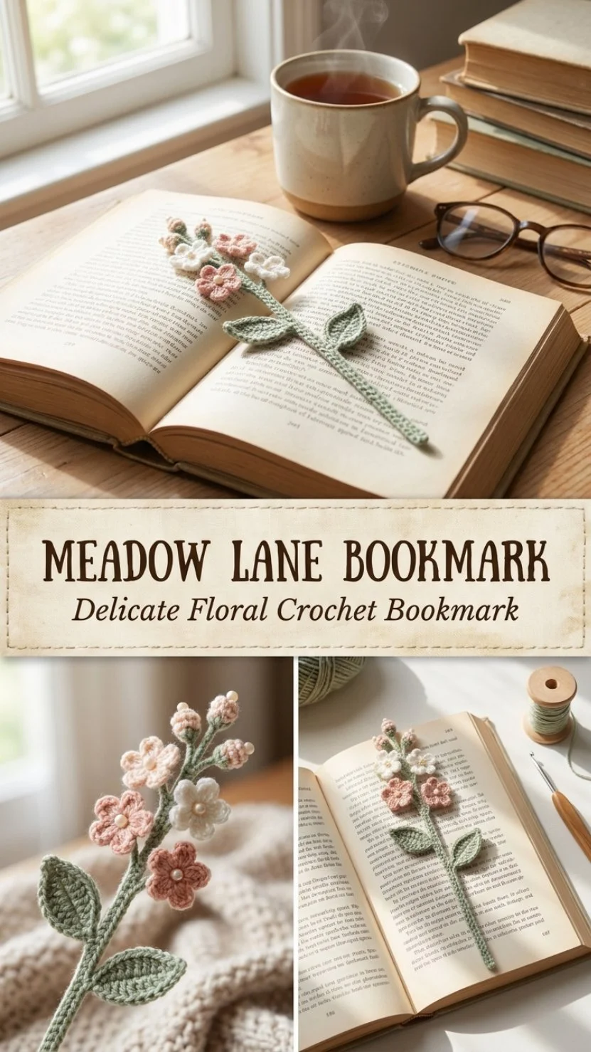 Meadow Lane bookmark featuring a serene landscape design.