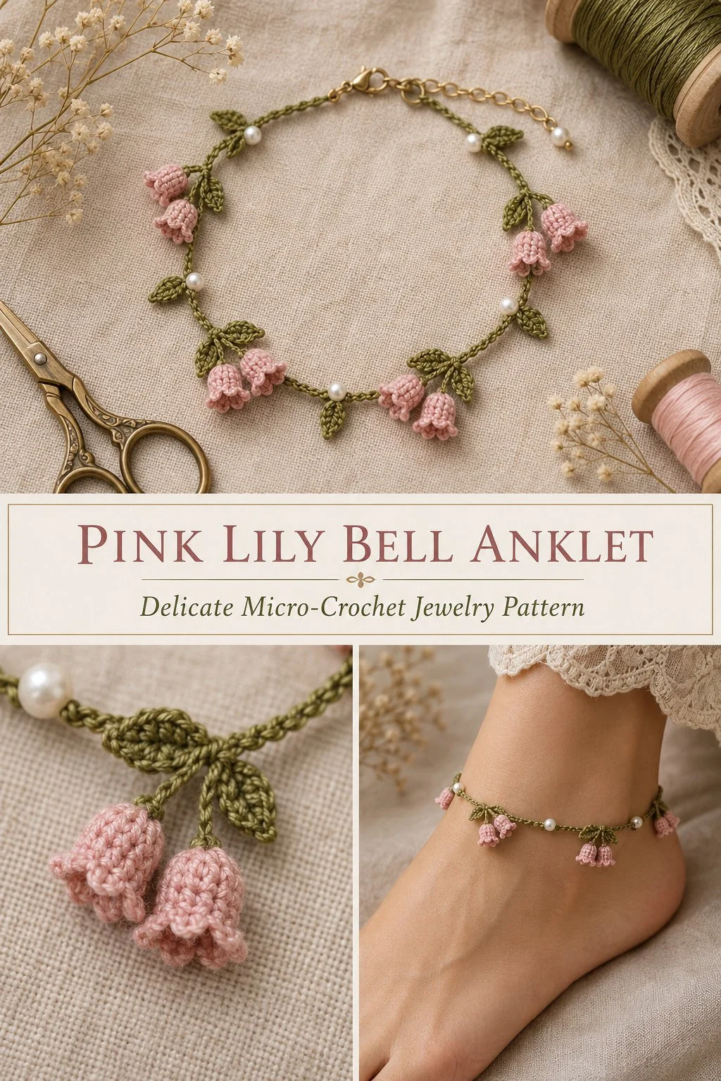 Pink Lily Bell Anklet featuring delicate bells and a stylish design.