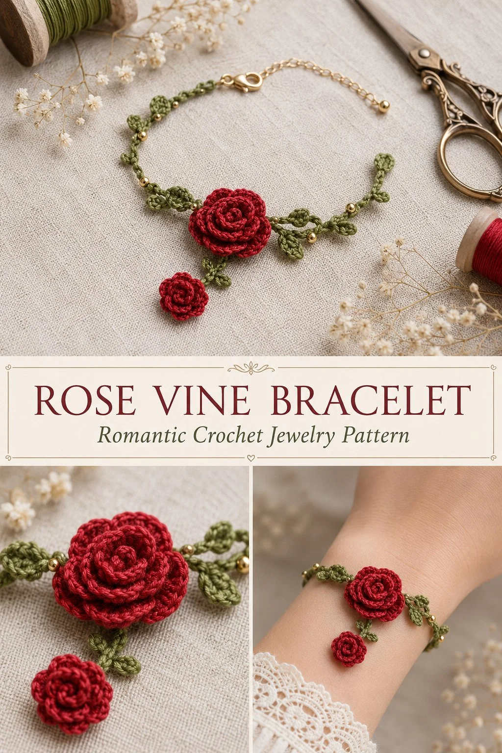 Elegant Rose Vine Bracelet showcasing delicate floral designs