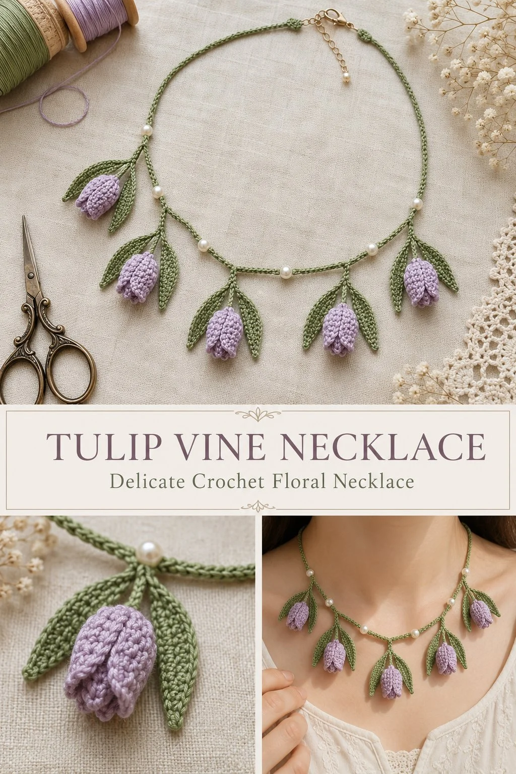 Elegant Tulip Vine Necklace with floral designs