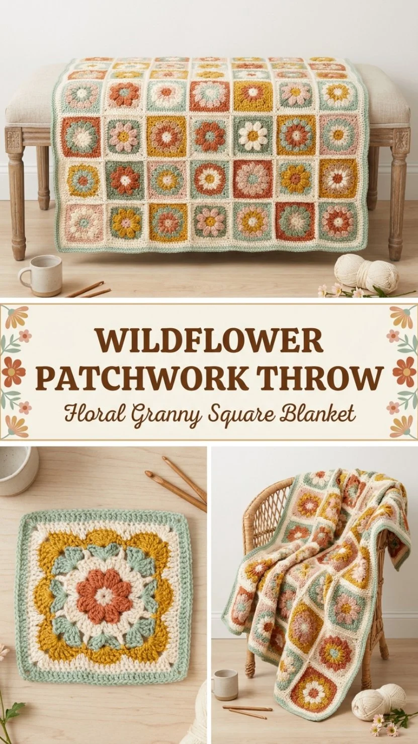 Wildflower Patchwork Throw for cozy and stylish home decor.