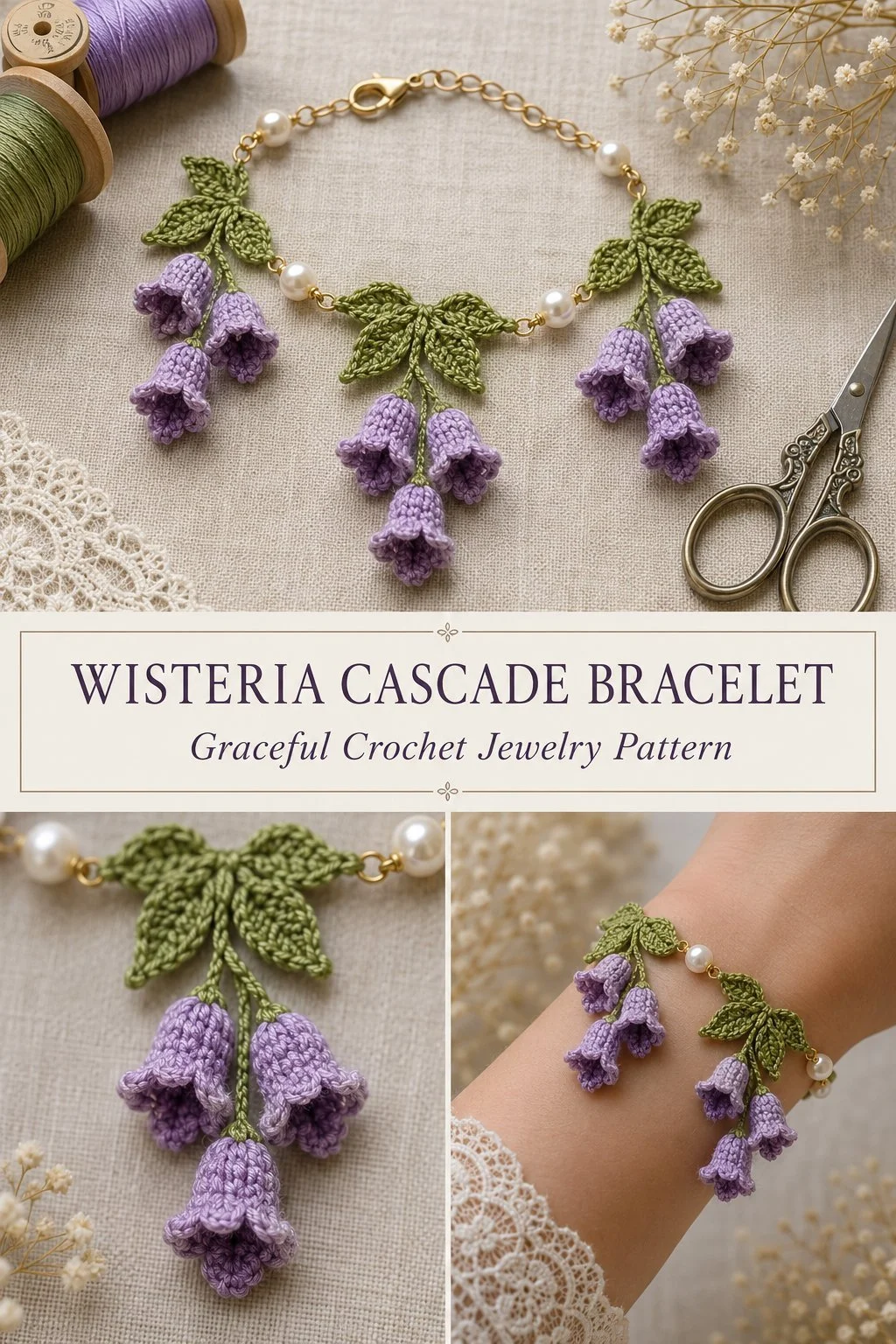 Elegant Wisteria Cascade Bracelet showcasing vibrant colors and intricate design.