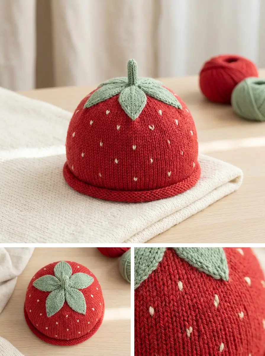 Strawberry Baby Hat Knitting Pattern