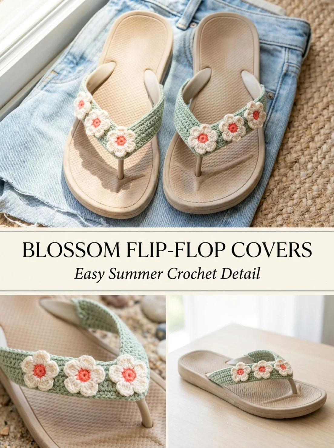 Blossom Flip-Flop Strap Covers enhancing style and comfort of sandals