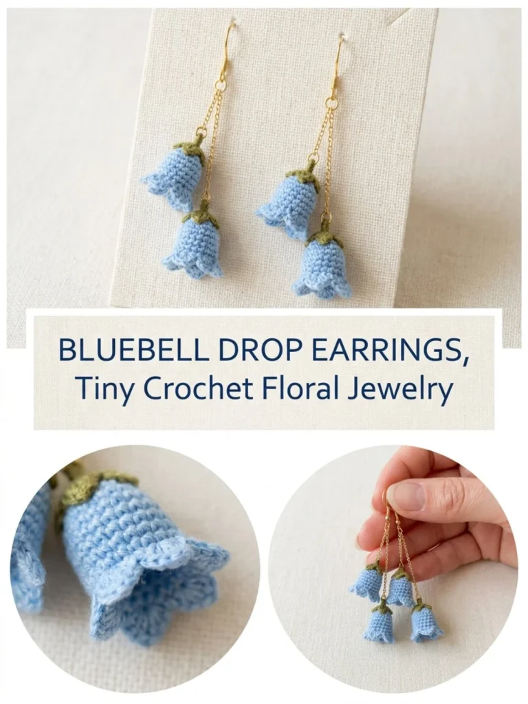 Elegant Bluebell Drop Earrings in blue with delicate design.