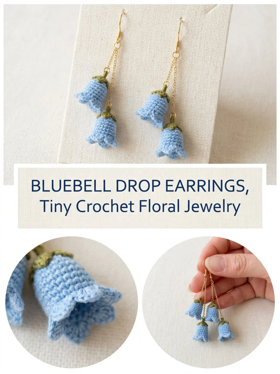 Elegant Bluebell Drop Earrings in blue with delicate design.