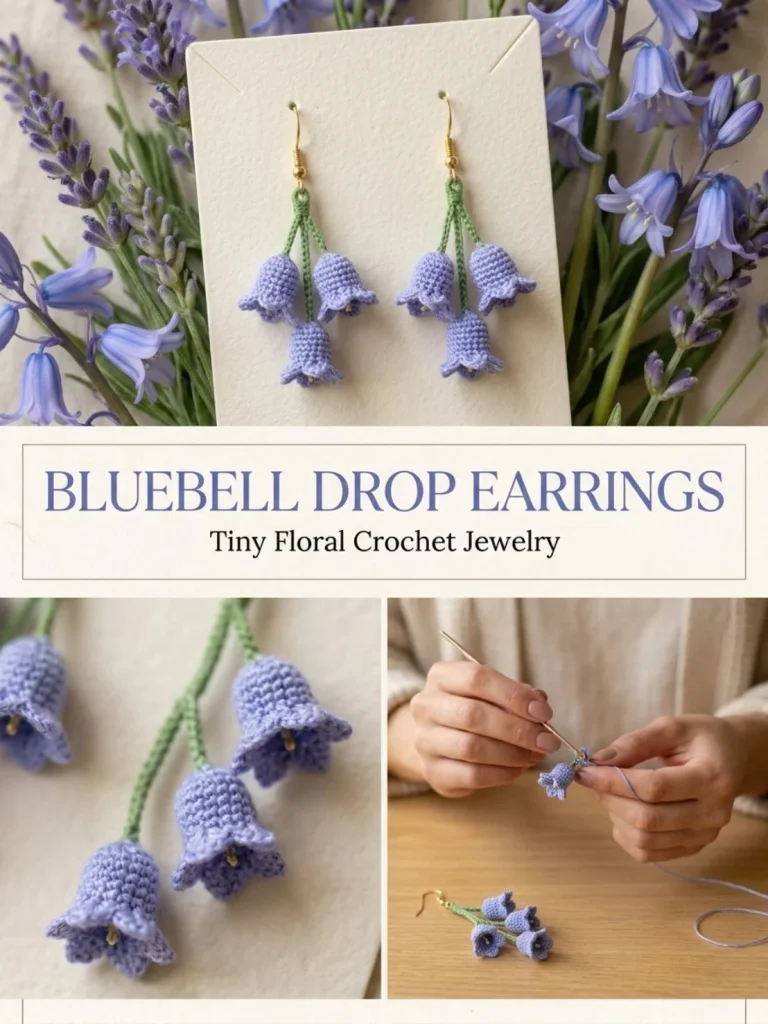 Elegant Bluebell Drop Earrings showcasing floral design pattern.