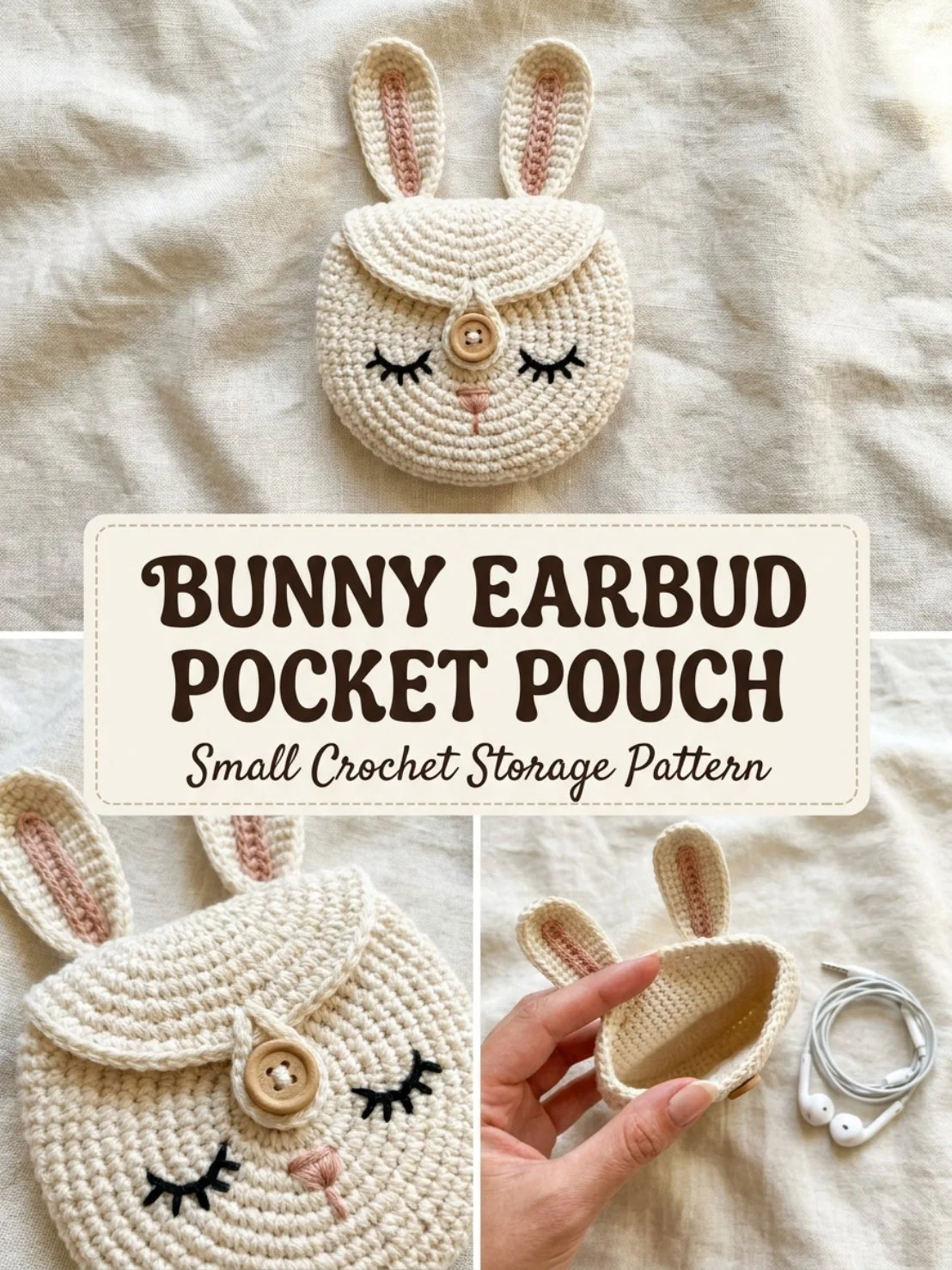 Cute Bunny Earbud Pocket Pouch for organized earbud storage