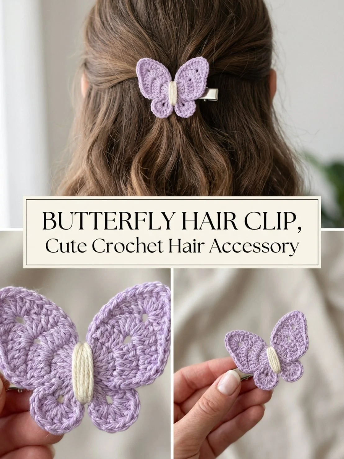 Colorful butterfly hair clip enhancing a hairstyle