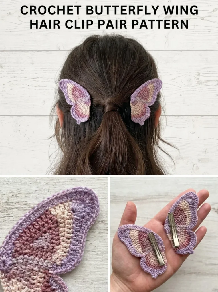 Butterfly wing hair clip pair showcasing stylish butterfly design for hair accessories