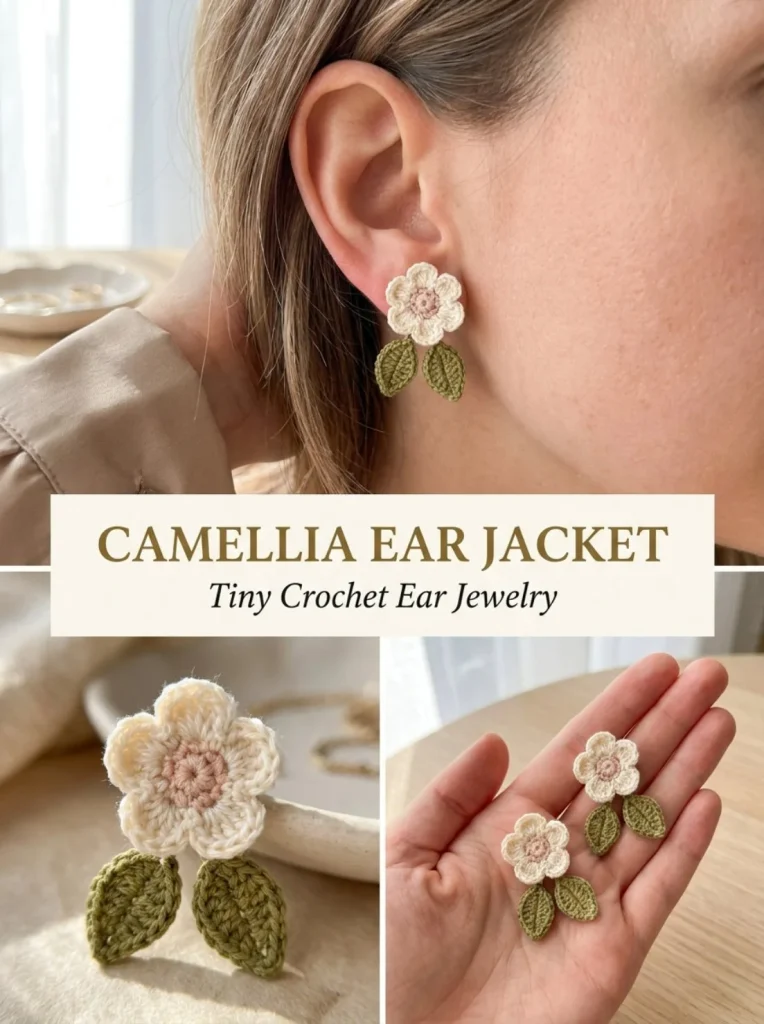 Elegant Camellia Ear Jacket pair for stylish accessorizing
