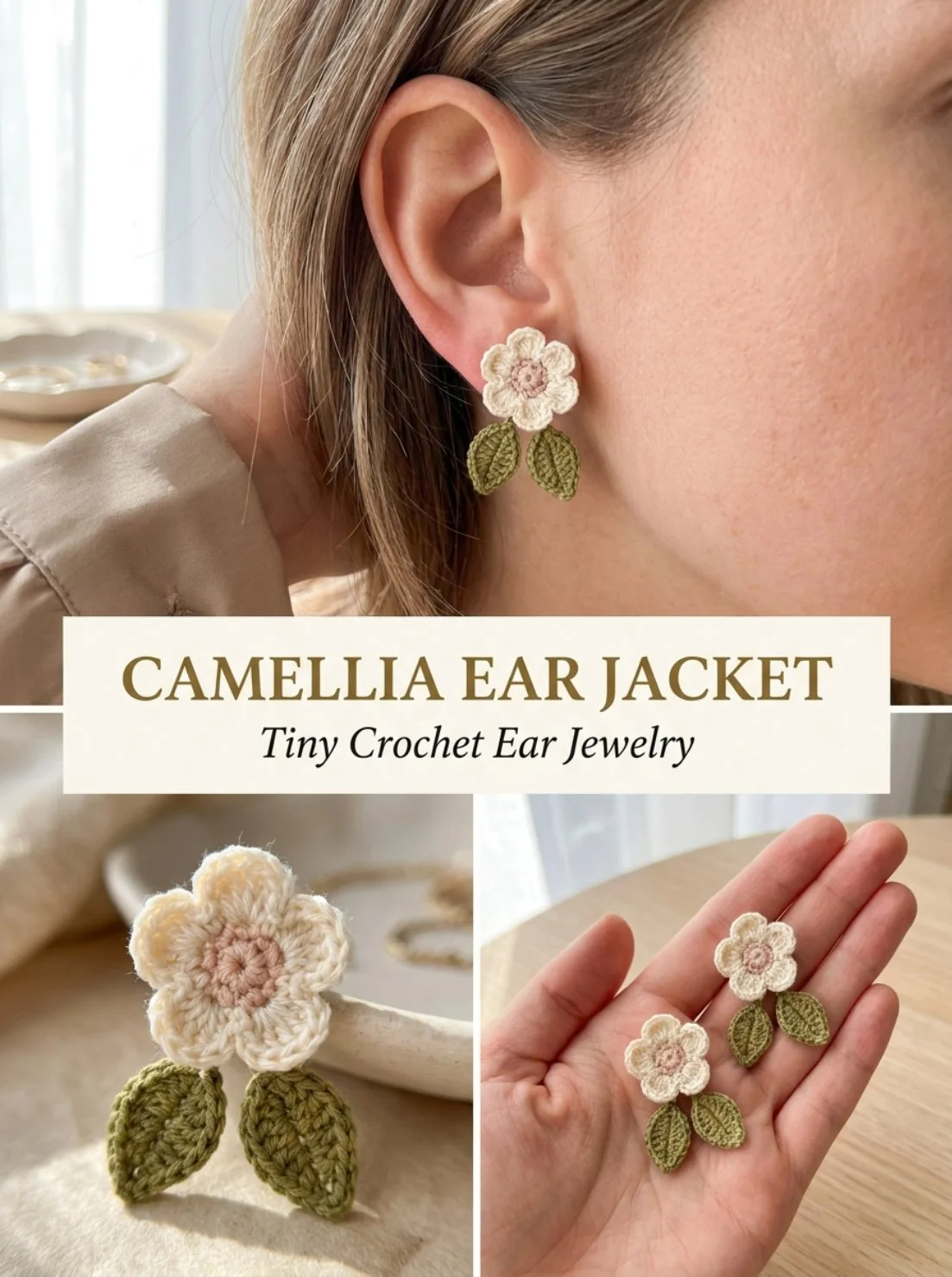 Elegant Camellia Ear Jacket pair for stylish accessorizing