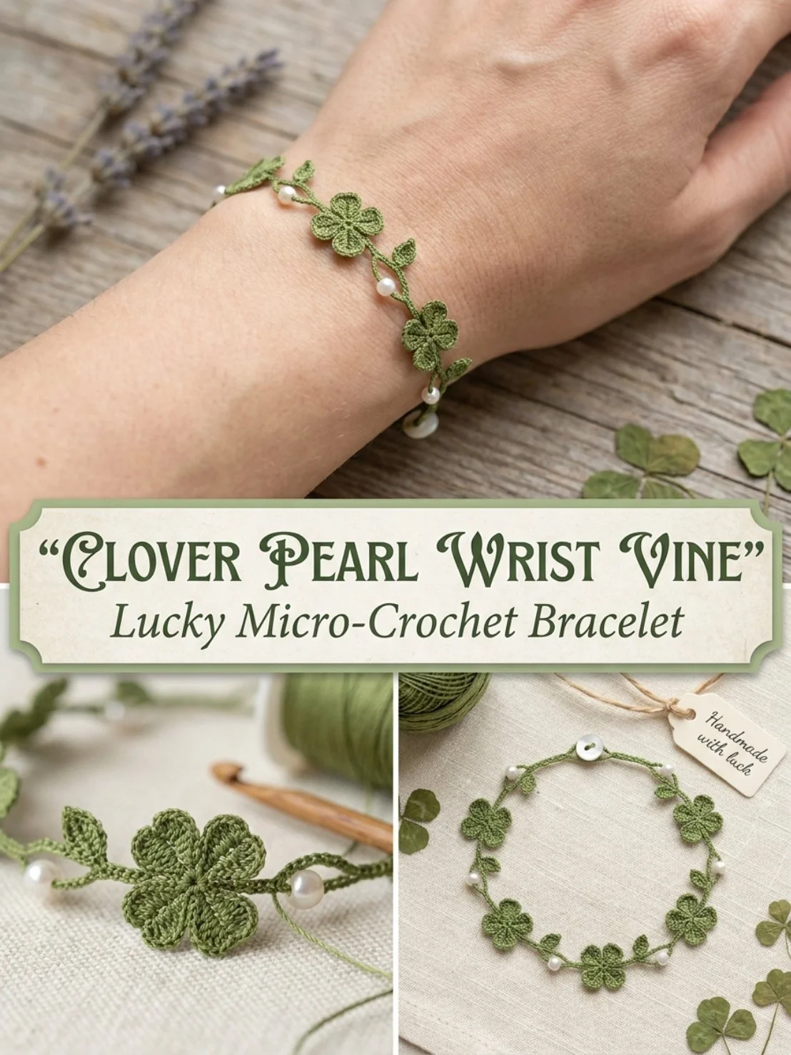 Clover Pearl Wrist Vine elegant accessory made with natural elements