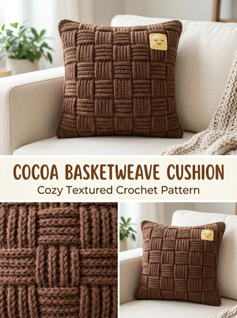 Cocoa Basketweave Cushion Cover for stylish home decor.