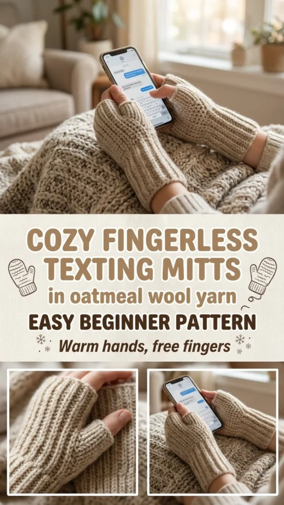 Cozy fingerless texting mitts crochet pattern for beginners