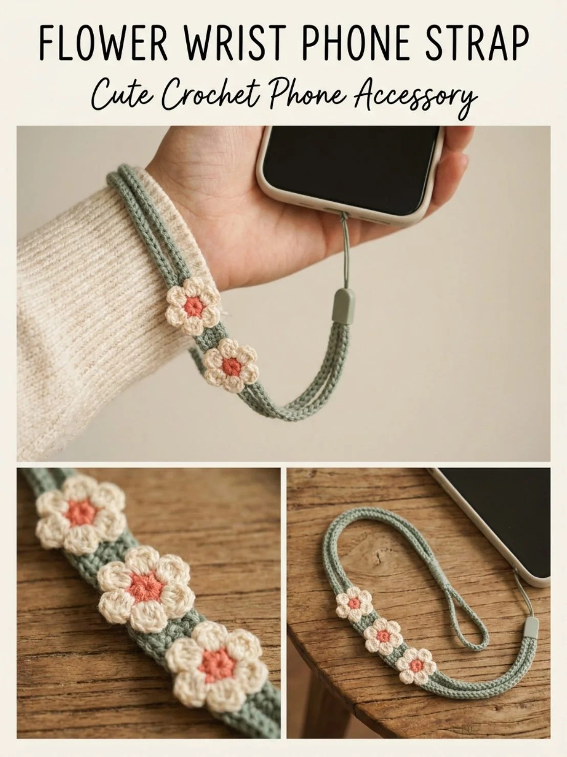 Flower Wrist Phone Strap for stylish and comfortable phone carrying
