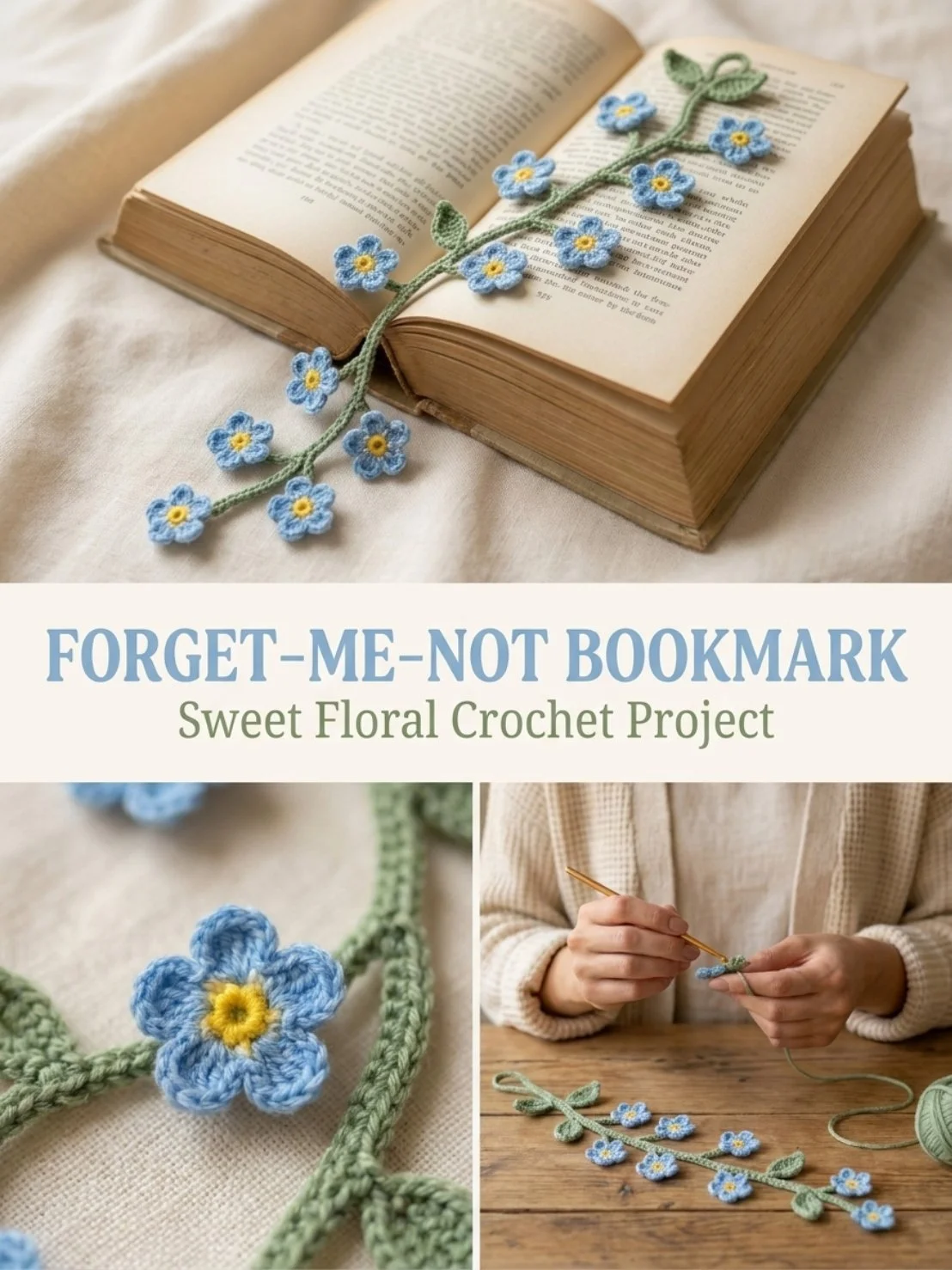 Forget-Me-Not bookmark featuring a floral design for book lovers.