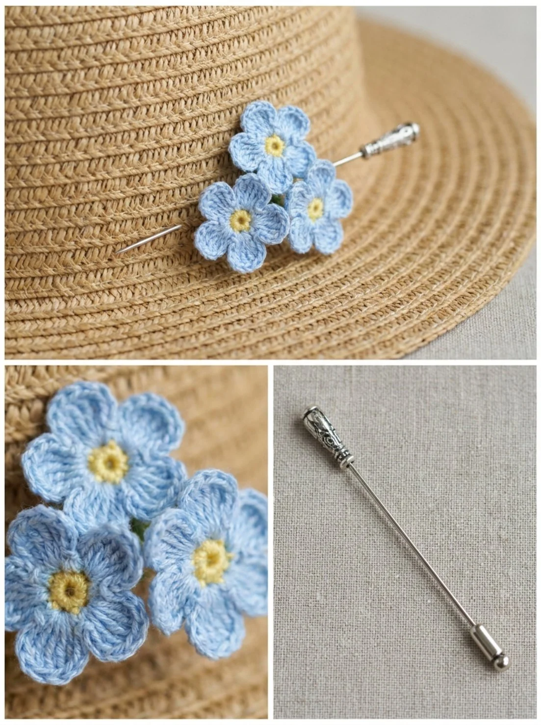 Forget-Me-Not Hat Pin featuring delicate floral design