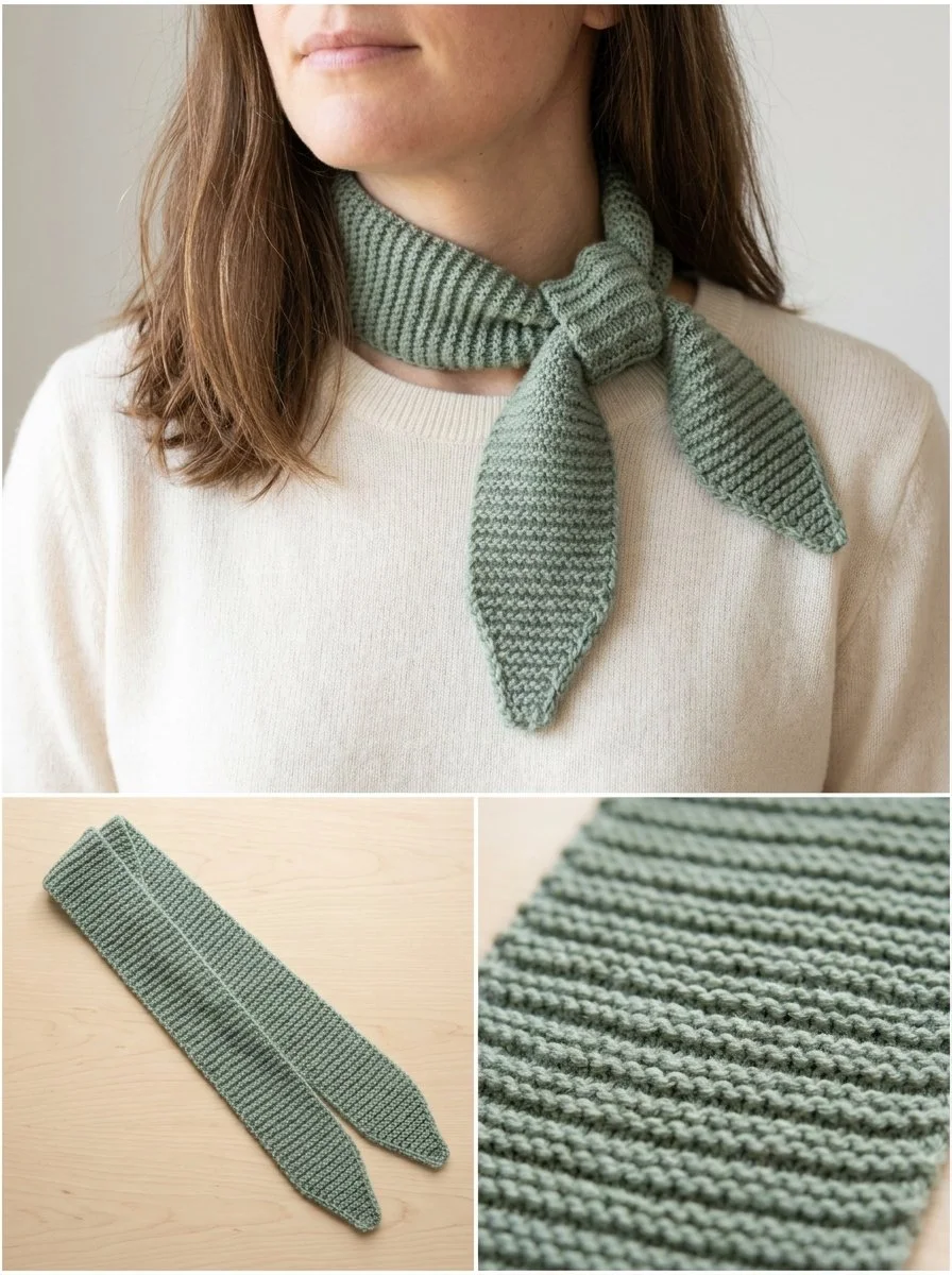 Horizontal Ridge Mini Scarf knitting pattern for stylish winter wear
