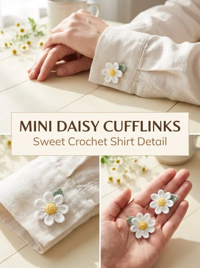 Stylish Mini Daisy Sleeve Cufflinks for men's formal wear.