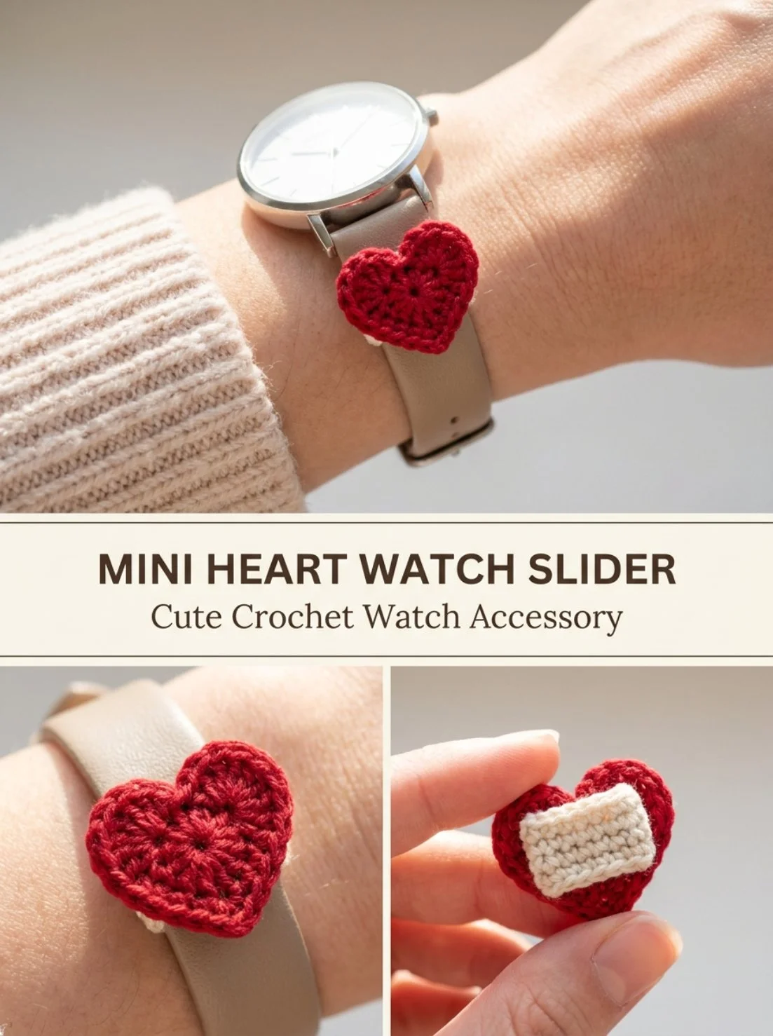 Mini Heart Watch Strap Slider for stylish and personalized watch accessories