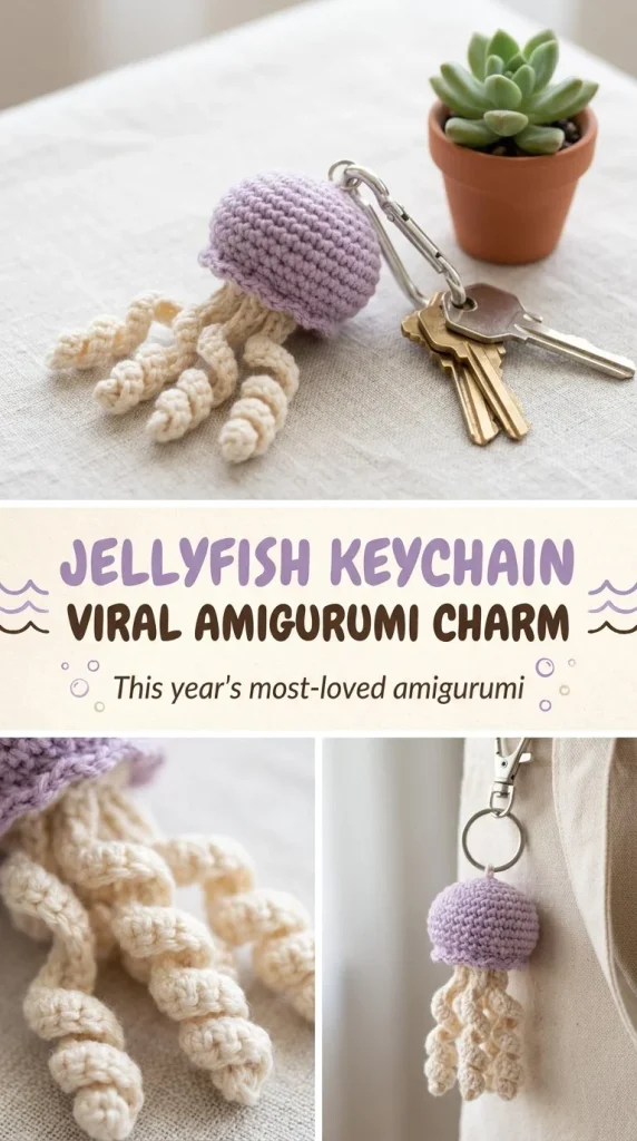Pastel jellyfish keychain amigurumi crochet pattern