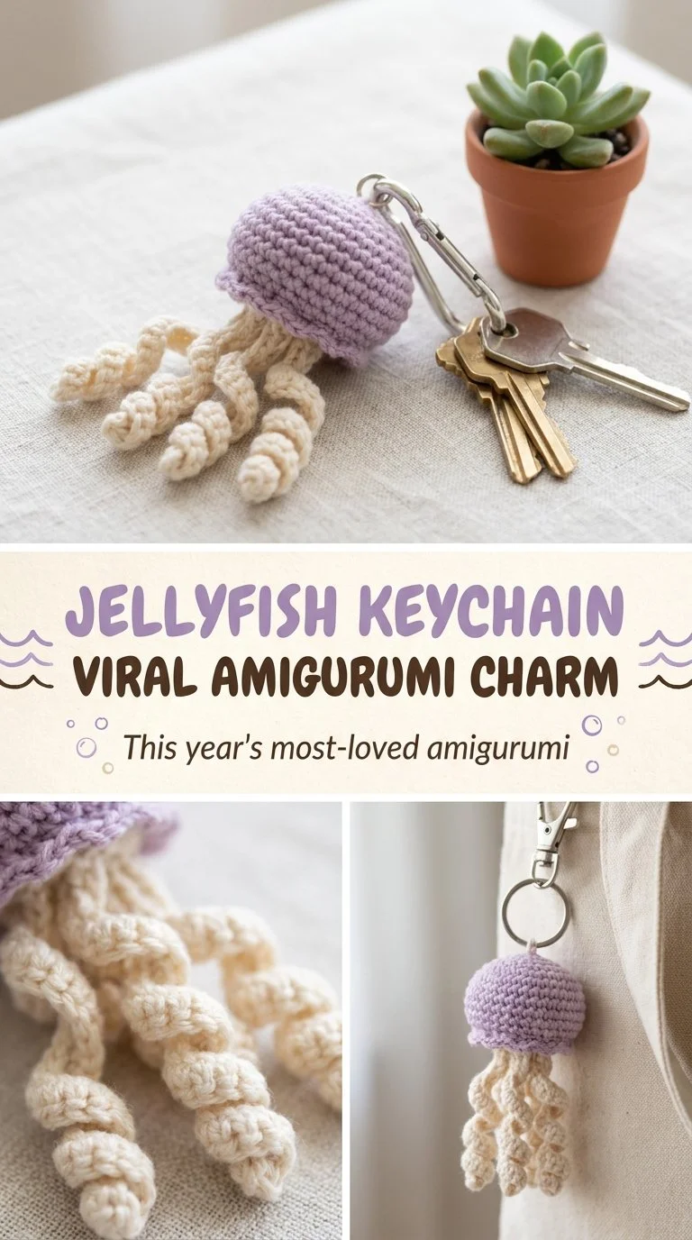 Pastel jellyfish keychain amigurumi crochet pattern