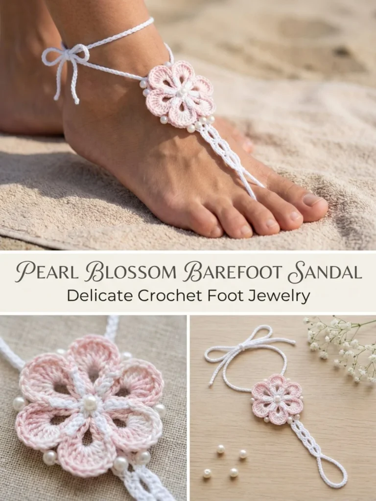 Pearl Blossom Barefoot Sandal featuring elegant design and comfortable fit.