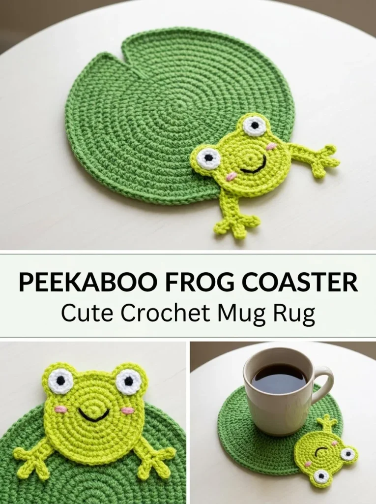 Peekaboo Frog Lily-Pad Coaster - playful home decor accessory