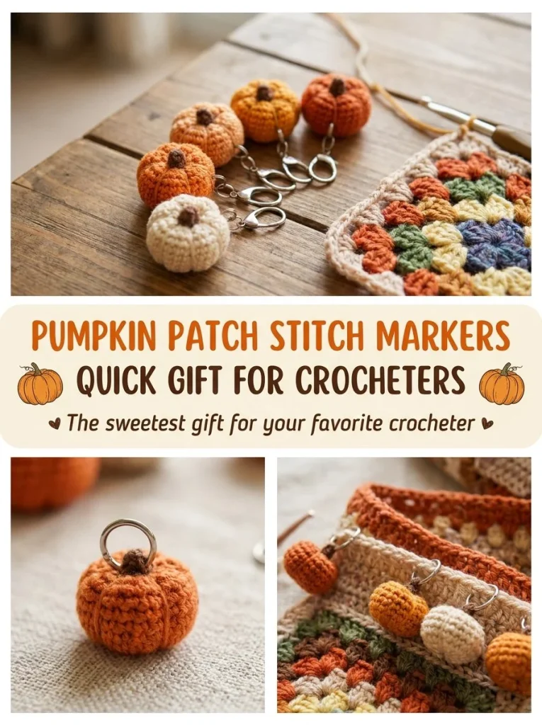 Colorful Pumpkin Patch Stitch Marker Set for crocheters and knitters