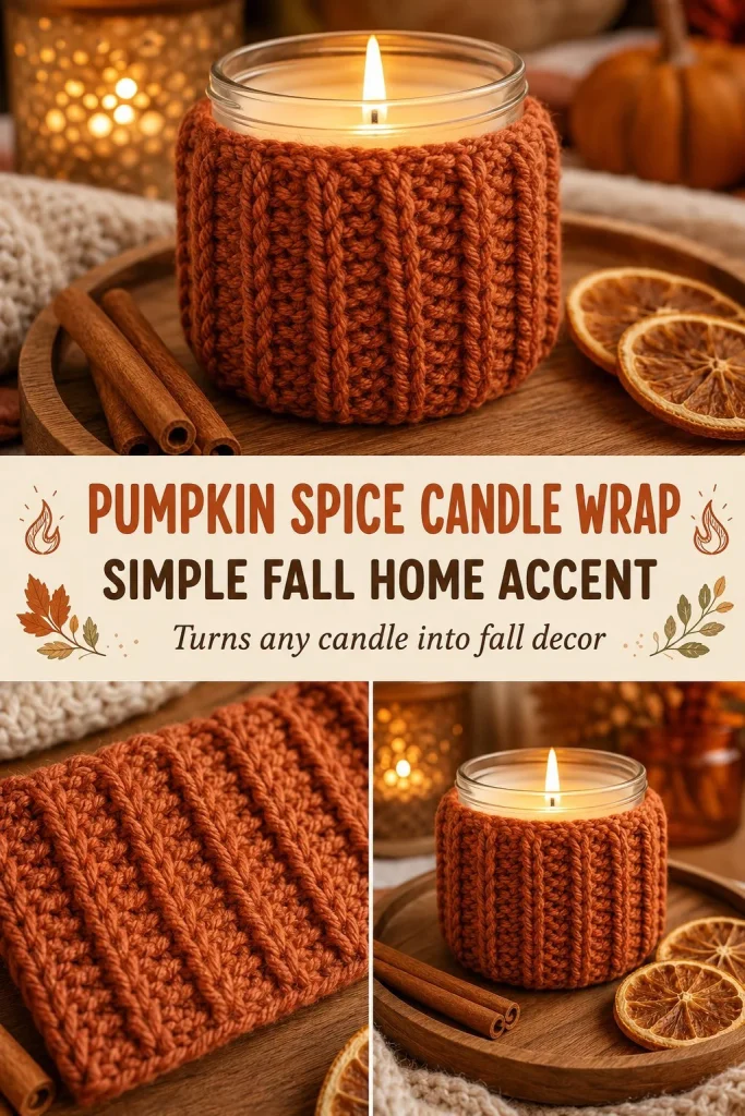 Pumpkin Spice Candle Wrap - a cozy fall accent for home decor