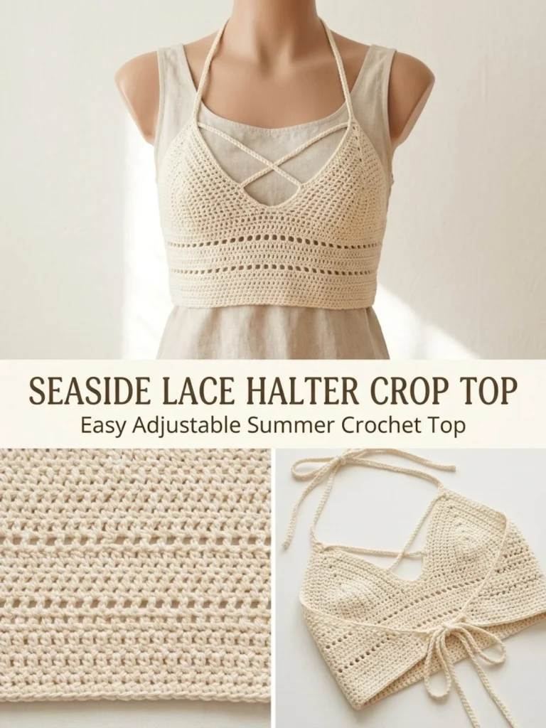 Seaside Lace Halter Crop Top for a stylish summer outfit