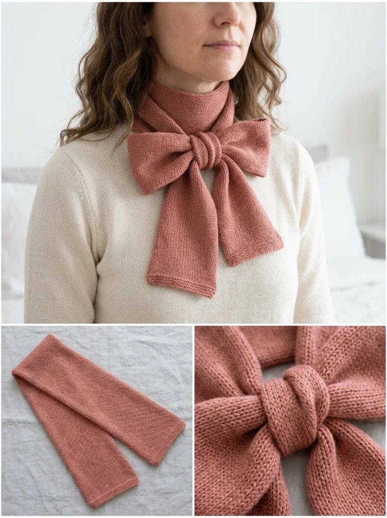 Slim bow-tie scarf in elegant fabric for stylish outfits