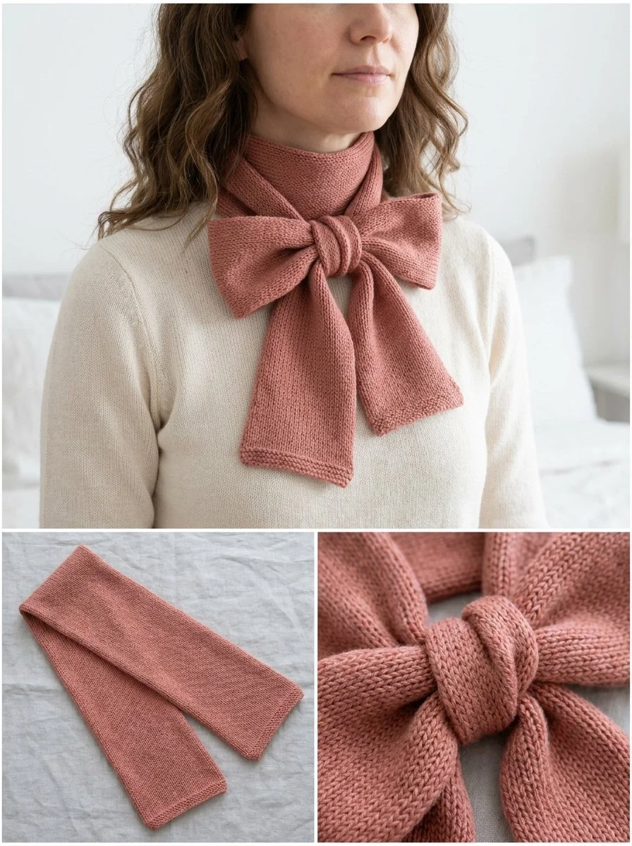 Slim bow-tie scarf in elegant fabric for stylish outfits