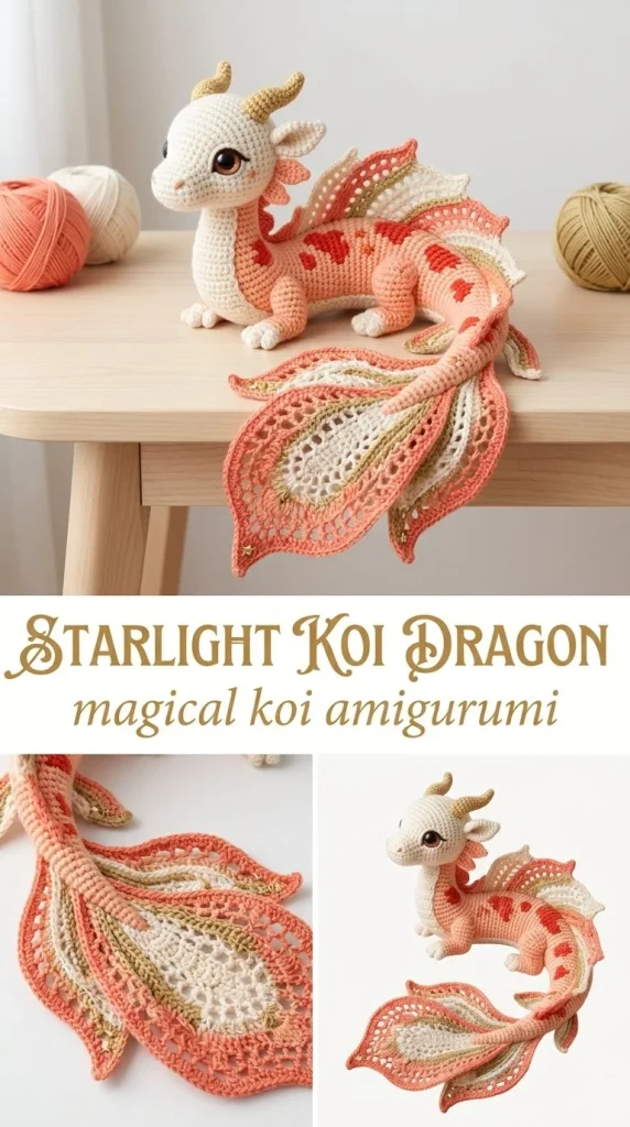Starlight Koi Dragon Amigurumi crochet plush toy in vibrant colors