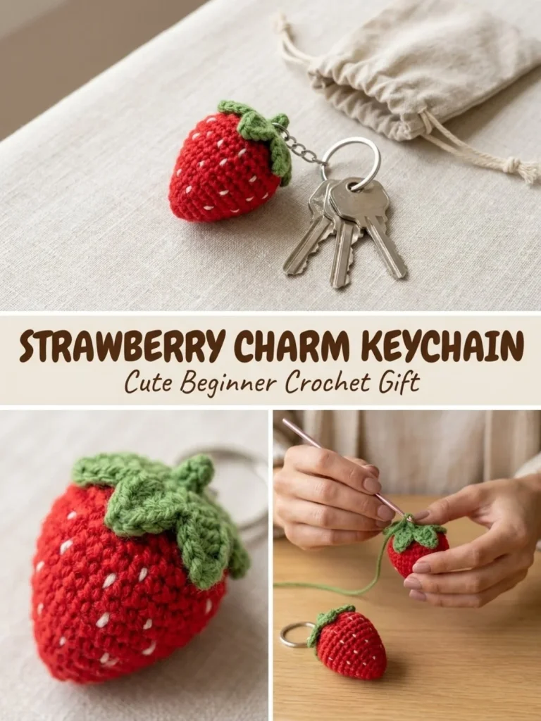 Colorful Strawberry Charm keychain for stylish accessory lovers