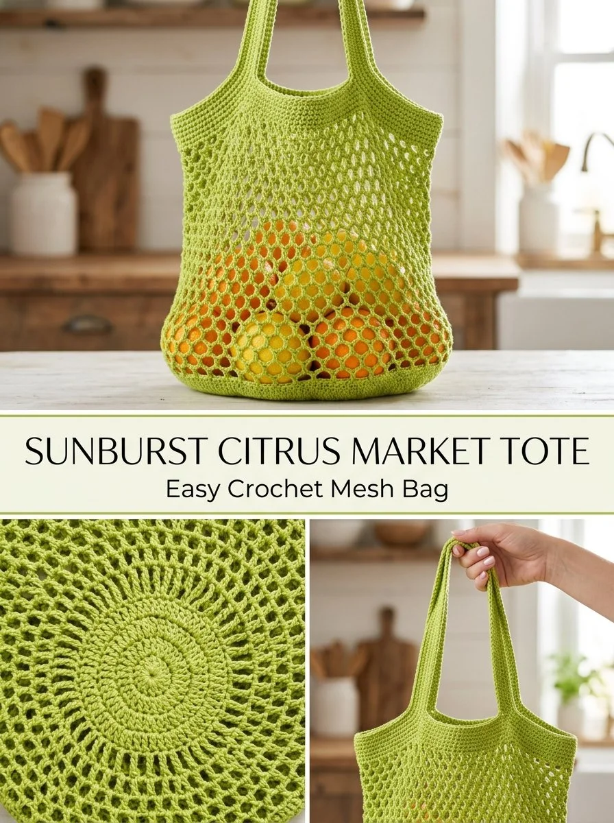 Sunburst Citrus Market Tote for grocery shopping and eco-friendly use