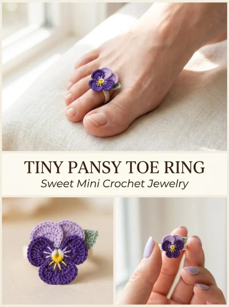 Tiny Pansy Toe Ring for stylish and unique summer footwear accessories