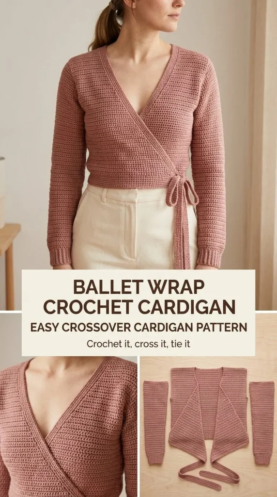 Ballet Wrap Cardigan crochet pattern for women