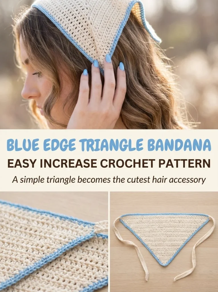 Blue Edge Triangle Bandana crochet hair accessory pattern