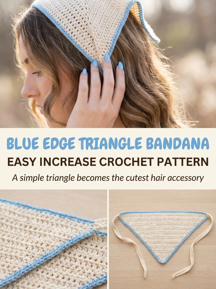 Blue Edge Triangle Bandana crochet hair accessory pattern