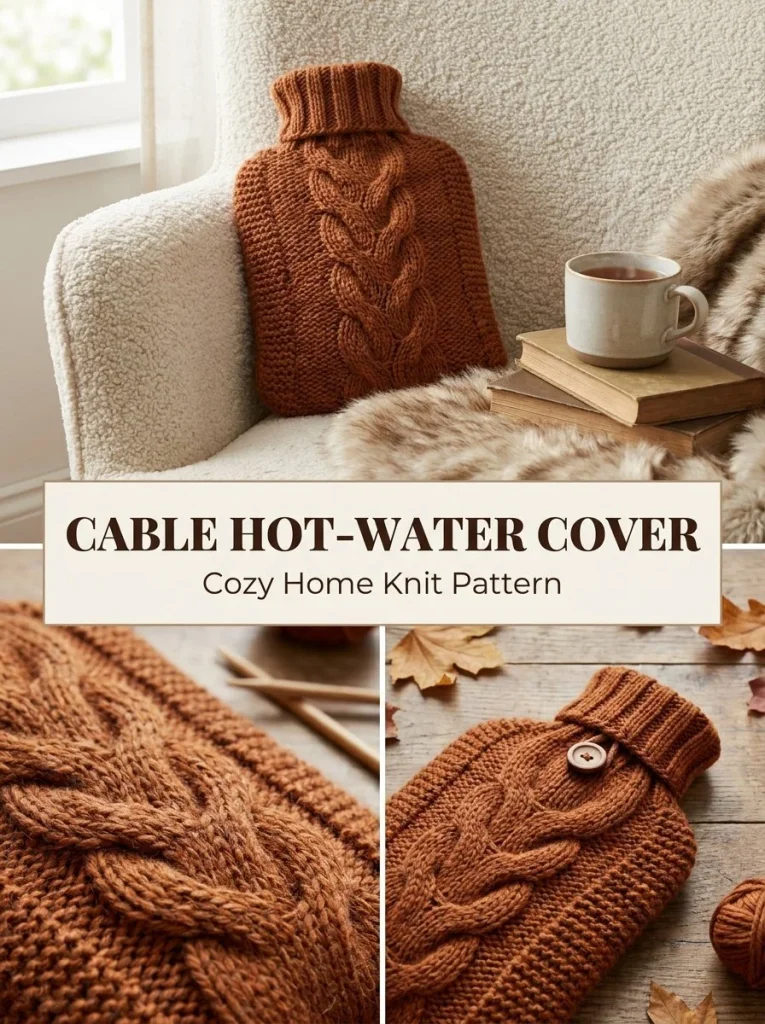 Cable hot-water bottle cover for added warmth and comfort