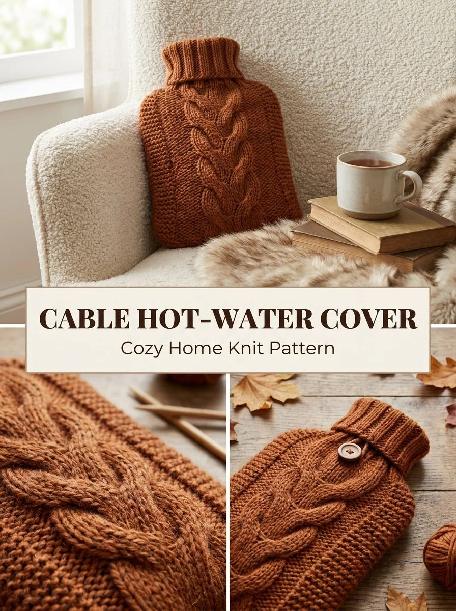 Cable hot-water bottle cover for added warmth and comfort
