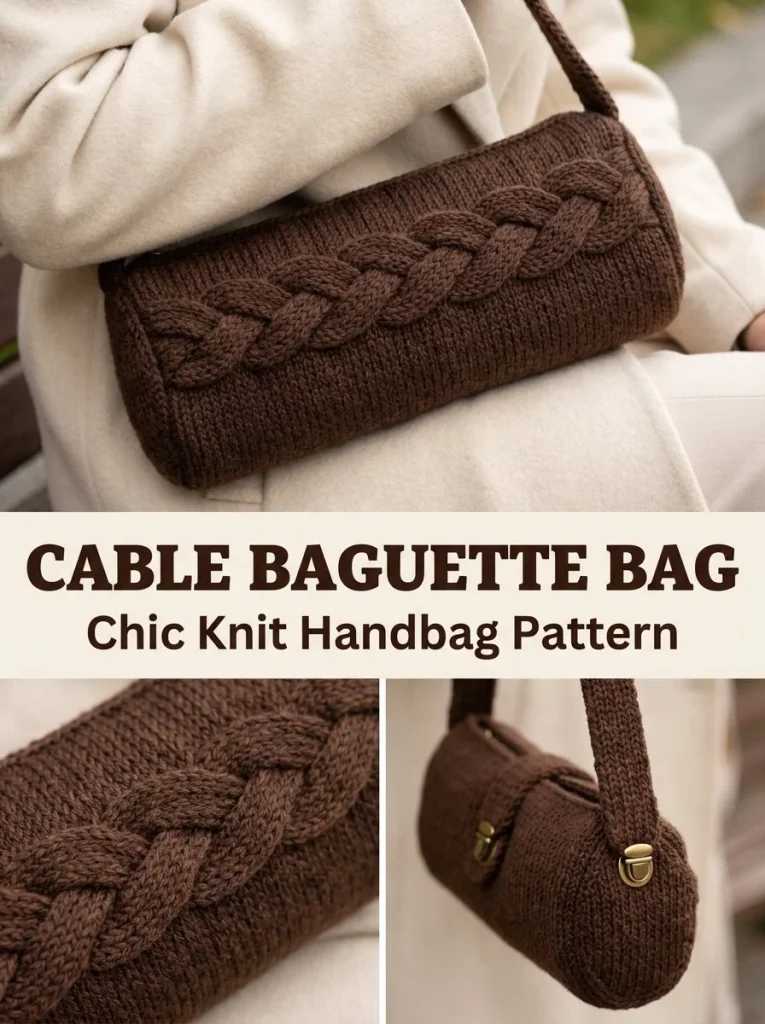 Chocolate Cable Baguette Bag showcasing stylish design and premium quality.