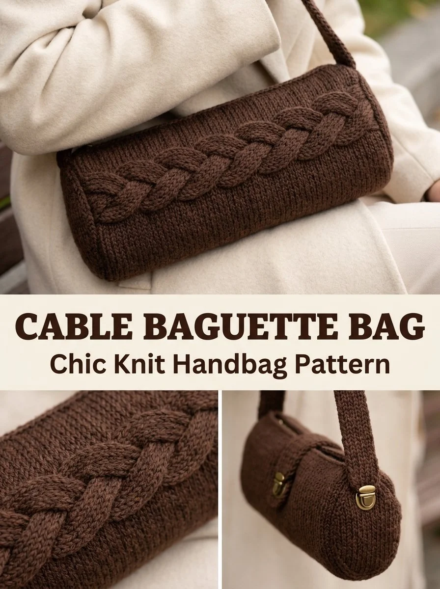 Chocolate Cable Baguette Bag showcasing stylish design and premium quality.