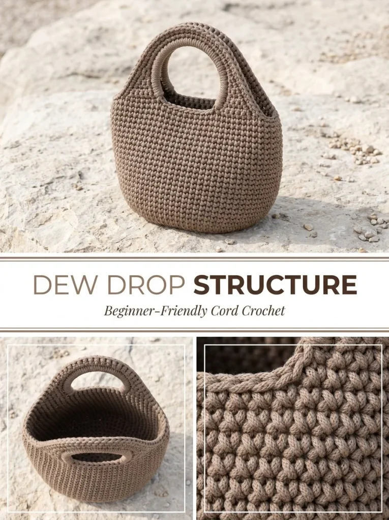 Dew Drop Structured Crochet Bag showcasing intricate crochet design