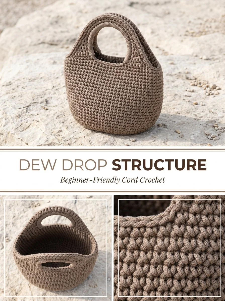Dew Drop Structured Crochet Bag showcasing intricate crochet design