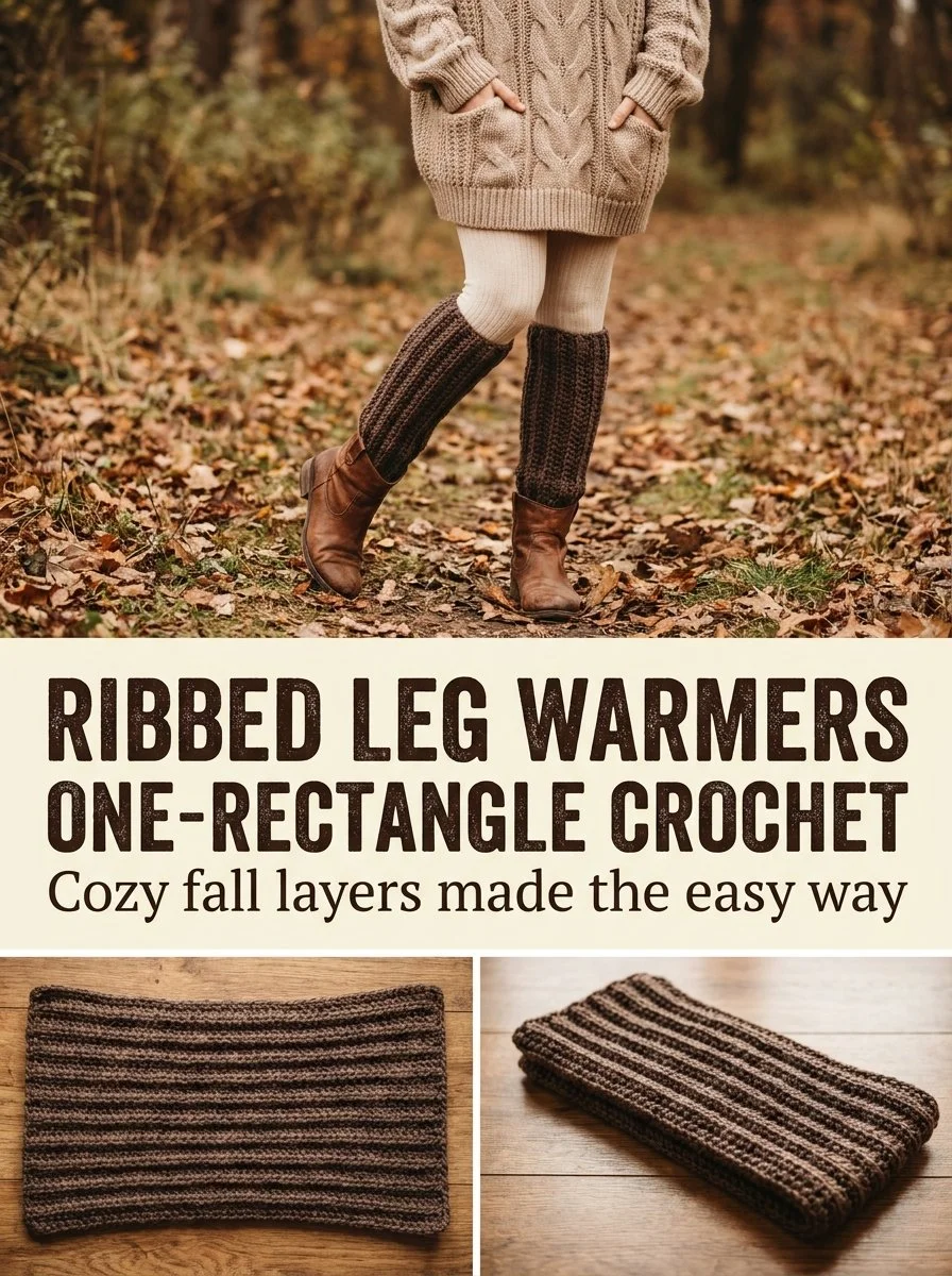 Espresso ribbed leg warmers crochet pattern for easy crafting.