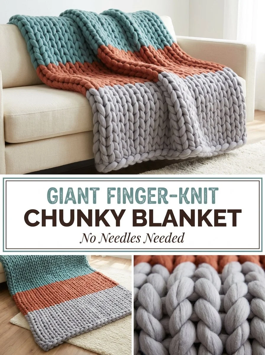 Giant Finger-Knit Chunky Blanket for cozy and stylish home decor
